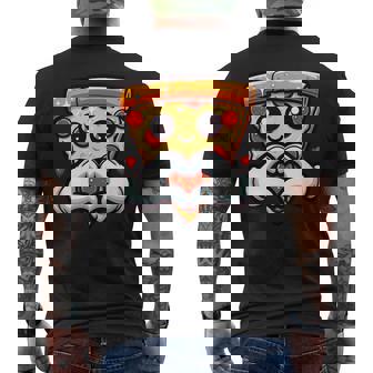 ハートの手でペパロニピザのスライス、かわいいピザ メンズTシャツ バックプリント - Kawaiitshirt