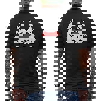 ハートを形作る漫画の手 インドネシア国旗 メンズTシャツ バックプリント - Kawaiitshirt