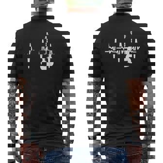 ハートビート ギター好き クラシックギター クラシック音楽 アコースティックギター ギター部 ジャズ音楽 ギター メンズTシャツ バックプリント - Kawaiitshirt