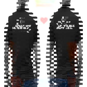 ハートボウリングが大好き メンズTシャツ バックプリント - Kawaiitshirt