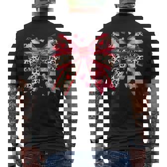 ハート付きピンクヒョウ柄リボン。 メンズTシャツ バックプリント - Kawaiitshirt