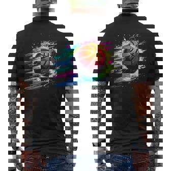 バスケットボール選手 カラフル タイダイ カラーアート スポーツ愛好家 メンズTシャツ バックプリント - Kawaiitshirt