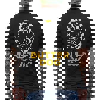 バター犬-彼のバターと一緒に犬面白いミーム メンズTシャツ バックプリント - Kawaiitshirt