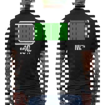 バッテリー100シャツ バッテリーハートフル充電バッテリーフル。 メンズTシャツ バックプリント - Kawaiitshirt