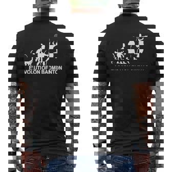 バドミントンの進化 メンズTシャツ バックプリント - Kawaiitshirt