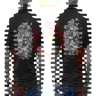 バラとチューリップを持つイタリアン・グレーハウンド犬 メンズTシャツ バックプリント - Kawaiitshirt