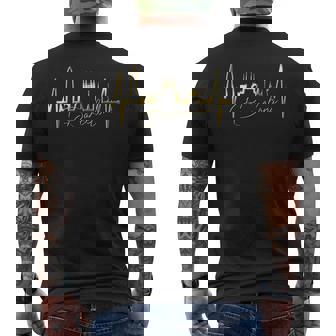 バルセロナのスカイライン ハートビート スペイン バルセロナ大好きi Love Barcelona メンズTシャツ バックプリント - Kawaiitshirt