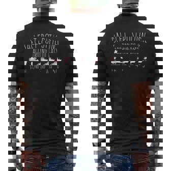 バレエダンサーギフト バレリーナ 猫による5つのポジション メンズTシャツ バックプリント - Kawaiitshirt