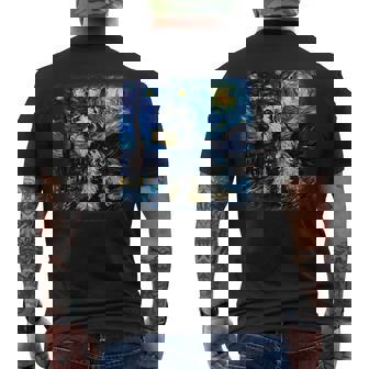 バン・ゴッホ 星月夜ミニチュア・シュナウザー メンズTシャツ バックプリント - Kawaiitshirt