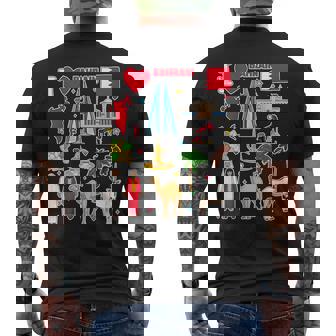 バーレーンの手描きシンボル、バーレーンの地図、文化的アイコン メンズTシャツ バックプリント - Kawaiitshirt