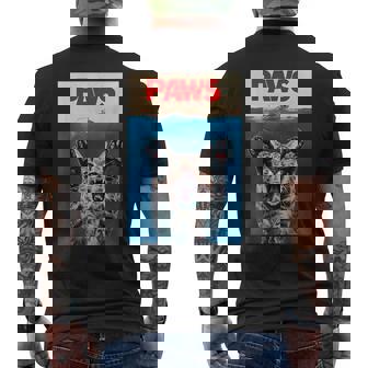 パウス おもしろ猫 パロディ 猫 恋人 ギフト 子猫 サメ ネズミ 鳴き声 メンズTシャツ バックプリント - Kawaiitshirt