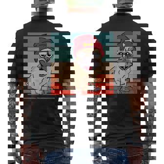 パグ ビーニー 赤骨かわいい遊び心のある幸せなスタイリッシュな動物ペット 長袖tシャツ メンズTシャツ バックプリント - Kawaiitshirt