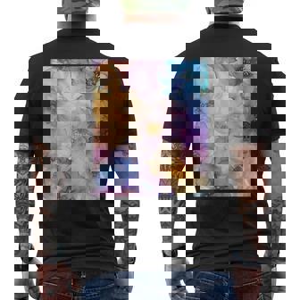 パステルインクのイラストにマルチカラー春の花。 メンズTシャツ バックプリント - Kawaiitshirt