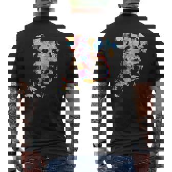 パステルペイント エアデールテリアポートレート メンズTシャツ バックプリント - Kawaiitshirt