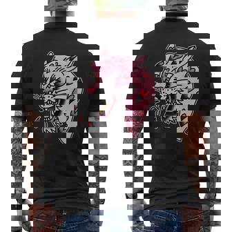 パンサーピンク×ハートラブトラディショナルフラッシュ メンズTシャツ バックプリント - Kawaiitshirt