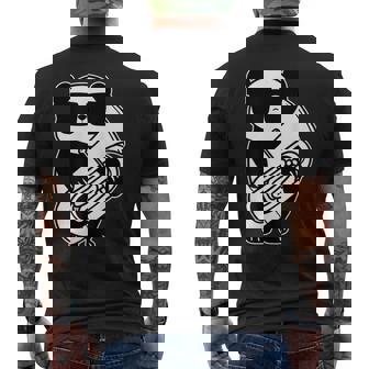 パンダとチューバ楽器チューブ メンズTシャツ バックプリント - Kawaiitshirt