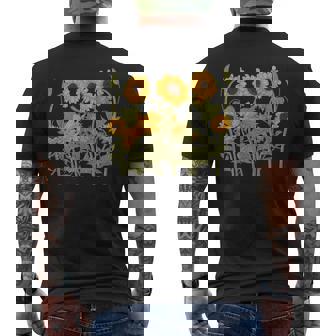 ヒマワリ 野花 ヴィンテージ ボタニカル 植物 ガーデニング メンズTシャツ バックプリント - Kawaiitshirt