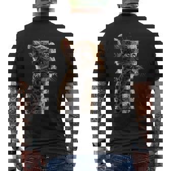 ヒョウヒョウ大型猫かわいい大型猫ヒョウヒョウ メンズTシャツ バックプリント - Kawaiitshirt