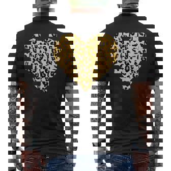 ヒョウ柄ハートデザイン ヒョウ柄 メンズTシャツ バックプリント - Kawaiitshirt