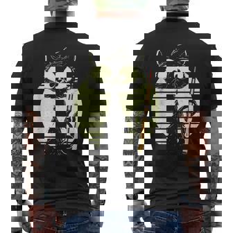 ビリヤード プール スヌーカー ビリヤードを持つ猫 かわいい子猫 メンズTシャツ バックプリント - Kawaiitshirt