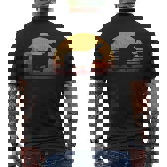 ビンテージ カバ デザイン レトロな日没カバ メンズTシャツ バックプリント - Kawaiitshirt