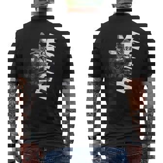 ピアノ 猫 メンズTシャツ バックプリント - Kawaiitshirt