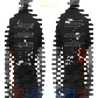 ピアノ音符 遊び心のある猫 メンズTシャツ バックプリント - Kawaiitshirt
