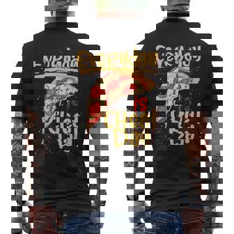 ピザ 美味しい食べ物 恋人 炭酸 不健康なダイエット チートデー メンズTシャツ バックプリント - Kawaiitshirt