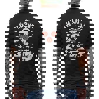 ピザのためにしゃがむ Willquat For Pizza メンズTシャツ バックプリント - Kawaiitshirt