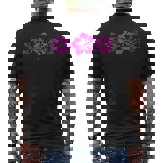 ピンク ハイビスカス フラワー ハワイアン メンズTシャツ バックプリント - Kawaiitshirt