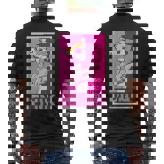 ピンクパンサー 「P」の文字を抱く メンズTシャツ バックプリント - Kawaiitshirt