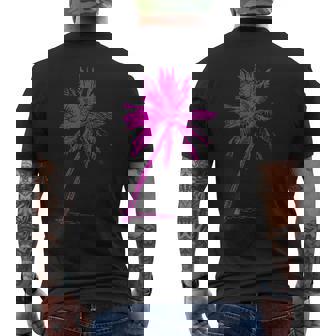 ピンクパームビーチウェア サーフィンレトロ パームツリー メンズTシャツ バックプリント - Kawaiitshirt
