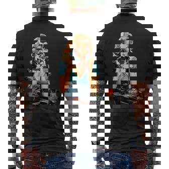 ピンナップガール ヴィンテージ電話 オールドスクール メンズTシャツ バックプリント - Kawaiitshirt