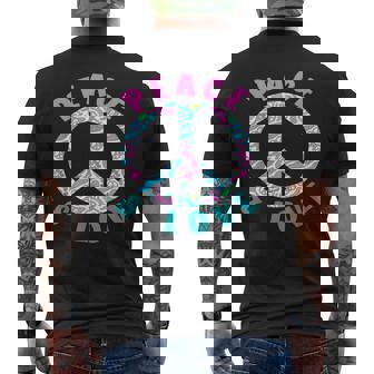 ピースアンドラブカラフルヒッピーシンボル メンズTシャツ バックプリント - Kawaiitshirt
