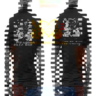 ピース・ラブ・ボウリング メンズTシャツ バックプリント - Kawaiitshirt