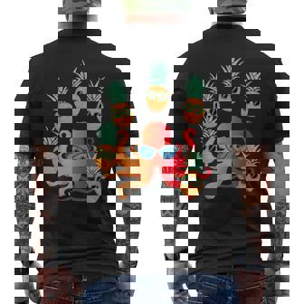 ファニー クール オレンジ タコ ジャグリング パイナップル メンズTシャツ バックプリント - Kawaiitshirt