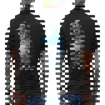 ファニー ファット 悲しい猫 アートデザイン 太った子猫 猫好き メンズTシャツ バックプリント - Kawaiitshirt