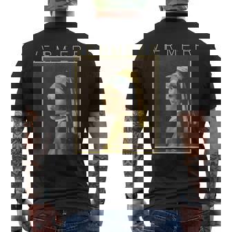 フェルメール 真珠の耳飾りの少女 面白いtシャツ 絵画 アート メンズ 面白い 服 美術 グッズ 油彩画 メンズTシャツ バックプリント - Kawaiitshirt