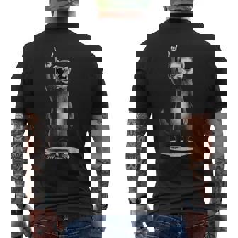 フェレット ロックミュージック レトロ ヴィンテージ ペット愛好家 メンズTシャツ バックプリント - Kawaiitshirt