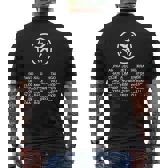 フォネティックコード飛行機パイロット メンズTシャツ バックプリント - Kawaiitshirt