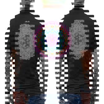 フラワー・オブ・ライフシンボル 民間伝承 マンダラ 5 ファン ファン ファン メンズTシャツ バックプリント - Kawaiitshirt