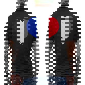 フランス国旗ラブハートフランス国旗 メンズTシャツ バックプリント - Kawaiitshirt
