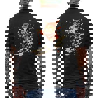 フリースタイルスキーヤー猫 フリースタイルスキー メンズTシャツ バックプリント - Kawaiitshirt