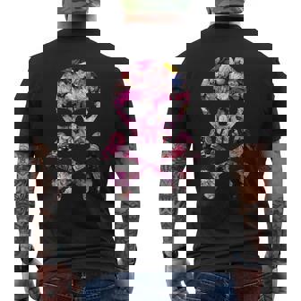 フローラルローズスカルフラワープリント メンズTシャツ バックプリント - Kawaiitshirt