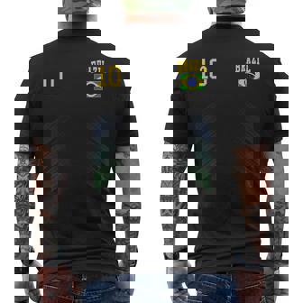 ブラジル サッカーファンジャージー ブラジル国旗 フットボール愛好家 メンズTシャツ バックプリント - Kawaiitshirt