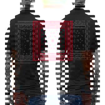 メンズ ブラックレッドバンダナプリントtシャツ ペイズリー柄 レッドラグ メンズTシャツ バックプリント - Kawaiitshirt