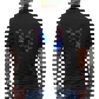 ブルー モルフォ バタフライ アートプリント メンズTシャツ バックプリント - Kawaiitshirt