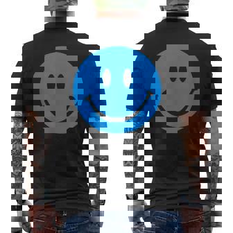 ブルースマイリーフェイス レトロブルーハッピーフェイス メンズTシャツ バックプリント - Kawaiitshirt