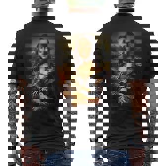 ベンガル猫 モナリザ 絵画 アート ママ お父さん メンズTシャツ バックプリント - Kawaiitshirt