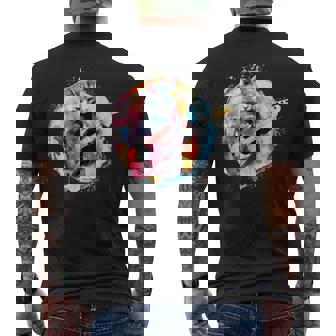 ベースギターを弾く猫水彩グラフィックデザイン メンズTシャツ バックプリント - Kawaiitshirt